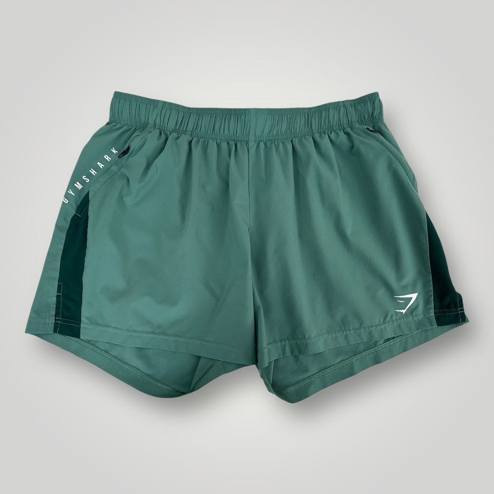 Gymshark A2A8K Shorts Mens 3XL Green Drawstring Breathable Zippered Pockets
